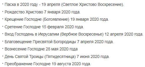 Православный календарь: главные даты 2020 года, список постов и церковных праздников