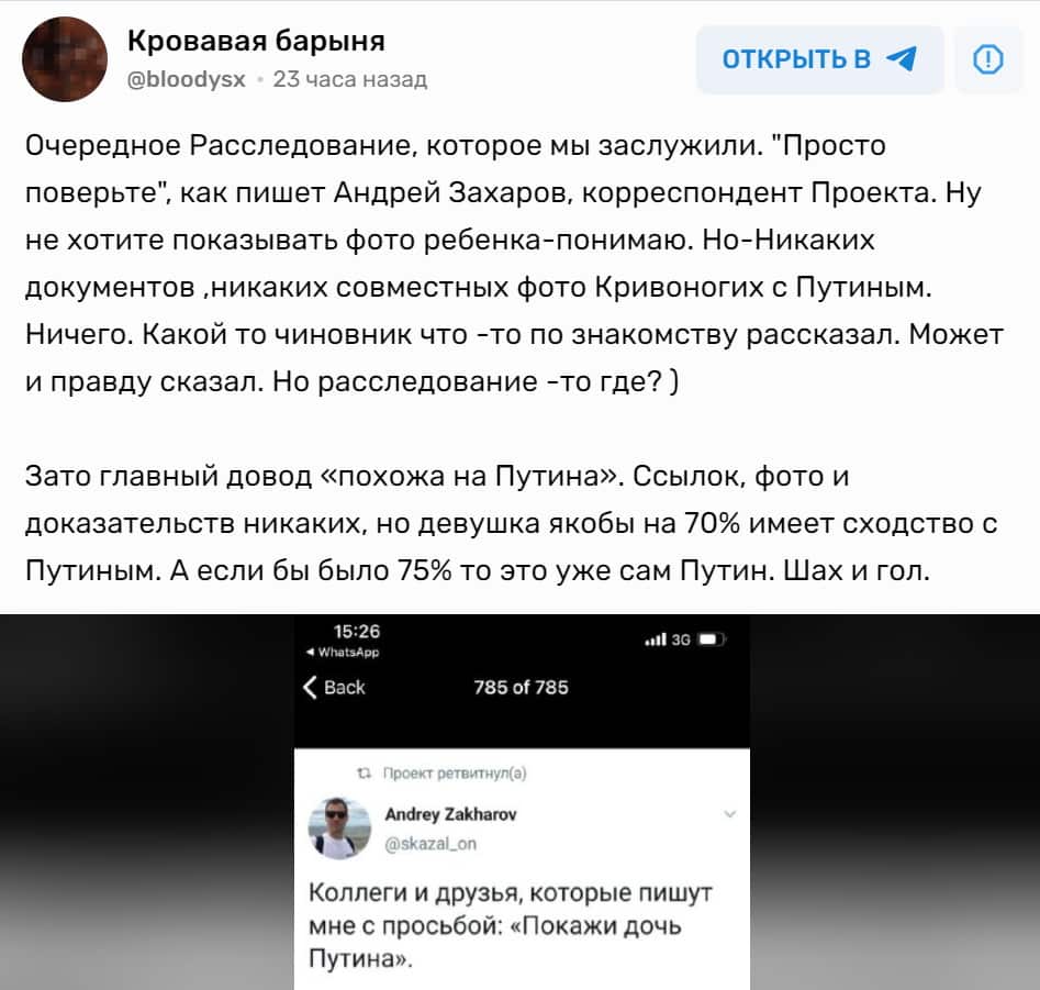 На сообщения в СМИ о третьей дочке Путина отреагировали в Кремле