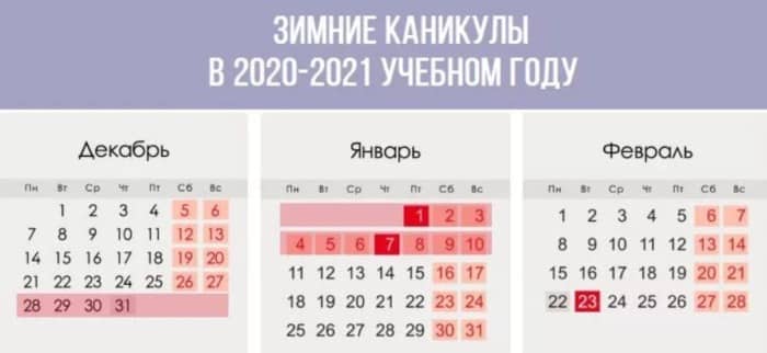Названы даты школьных зимних каникул в 2020-2021 году