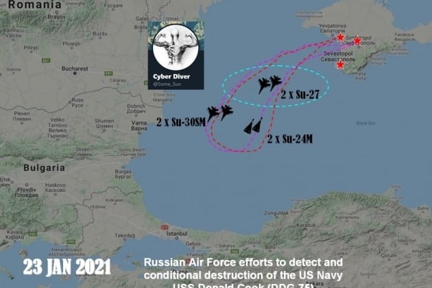 Учебные маневры по уничтожению эсминца США «Дональд Кук» провели российские ВКС у берегов Крыма