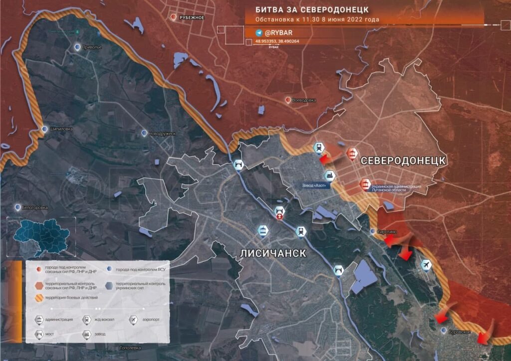 Битва за Северодонецк: опубликована карта боевых действий на сегодня, 9 июня
